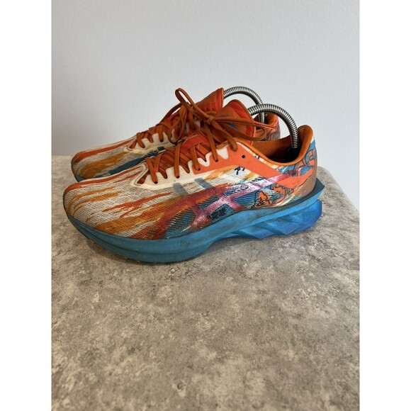 ASICS Novablast Digital Aqua Marigold Orange Mens Size 7.5 Running Sneakers Read - Picture 1 of 7